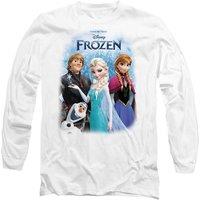 Disney Frozen Poster With Elsa, Anna, Kristoff & Olaf Long Sleeve T-Shirt, White | Size: 2XL