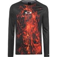 Oakley Men's Long Sleeve Crew Neck Black Red Cycling Jersey Top | Size: Large