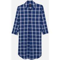 British Boxers Men's "Chester Blue on Blue" Check Crisp Cotton Nightshirt in Dark Blue | Size: 2XL