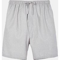 British Boxers Men's "Armoury Grey" Herringbone Cotton Twill Shorts in Light Grey | Size: Medium