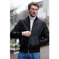 Ashwood Leather Men's Lightweight Real Leather Bomber Jacket in Black | Size: Small