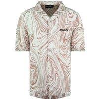 Nicce Men's Short Sleeve Printed Ash Pink White Shirt | Size: XS