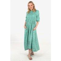 Sarta Women's Shirred Maxi Dress - Green, Zebra Lightning Bolt in Green | Size: Small