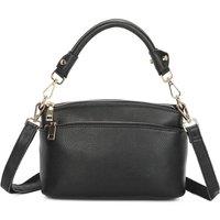 Leather Village Women's Temeria Triple Compartments Real Leather Mini Top-Handle Bag in Black