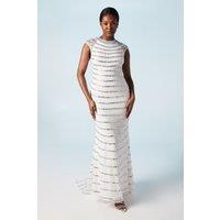 Coast Women's Encrusted Gem Detail Cap Sleeve Wedding Dress in Ivory | Size: 12