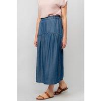 Lily & Me Women's Frances Versatile Denim Midi Skirt with Elasticated Back Waist in Dark Blue | Size: 14