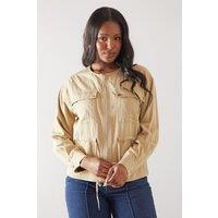 Wallis Women's Cotton Mix Drawstring Pocket Lightweight Jacket in Stone | Size: 20