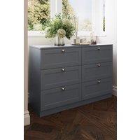 FWStyle 6 Drawer Shaker Style Chest Of Drawers Wide Bedroom Storage Deep Design in Grey