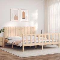 Berkfield Home Bed Frame with Headboard Super King Size Solid Wood in Brown