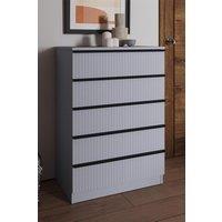 FWStyle Lania Ripple Effect Dark Grey 5 Drawer Bedside Chest Table (H) 100 (W) 70 (D) 40cm