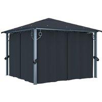 Berkfield Home Gazebo with Curtain 300x300 cm Anthracite Aluminium in Black