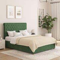Aspire Taylor Ottoman Storage Bed Frame in Plush Velvet Fabric in Green | Size: Super King