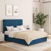 Aspire Taylor Ottoman Storage Bed Frame in Plush Velvet Fabric in Navy | Size: King
