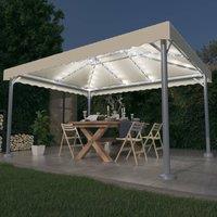 Berkfield Home Gazebo with LED String Lights 400x300 cm Cream Aluminium in Beige
