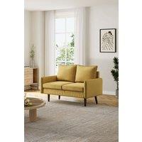 141cm W Yellow Velvet Upholstered 2-Seat Sofa