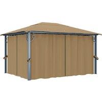 Berkfield Home Gazebo with Curtain 400x300 cm Taupe Aluminium in Beige