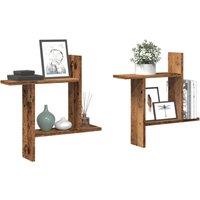 Berkfield Home Wall Shelves 2 pcs Old Wood 50x12x50 cm Engineered Wood in Brown | Size: 50 x 12 x 50 cm
