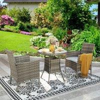 Home Garden Direct Judas 2-Seater Garden Bistro Set for Patio in Grey Rattan