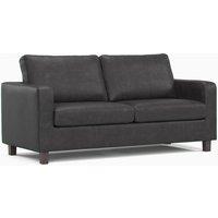 York Black Faux Leather Boxed Arm 3 Seater Sofa
