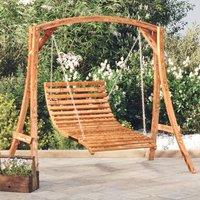 Berkfield Home Swing Bed Solid Wood Spruce with Teak Finish in Brown