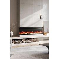 Living and Home 50 Inch 3-Sided Electric Fireplace Heater with Remote Control and LED Flame Effect in Black