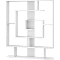 Gymax 7-Tier Bookshelf Geometric Bookcase with 2 Anti-Tipping Kits-White in White