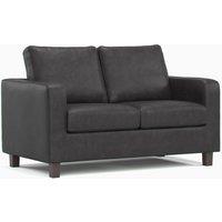York Black Faux Leather Boxed Arm 2 Seater Sofa