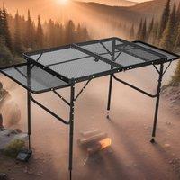 Leaper Portable Picnic Storage BBQ Table Outdoor Camping Grid Table in Black