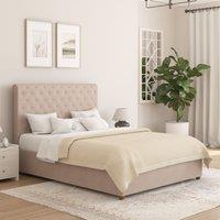 Aspire Taylor Ottoman Storage Bed Frame in Saxon Twill Fabric in Natural | Size: Single