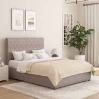 Aspire Taylor Ottoman Storage Bed Frame in Saxon Twill Fabric in Grey | Size: Double