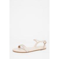 Quiz Women's Nude Diamante Flat Sandals | Size: 6
