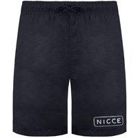 Nicce Men's Stretch Waist Black Graphic Logo Plinth Swim Shorts | Size: Medium