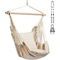 VonHaus Outdoor Garden Hanging Chair with Attachments in Beige