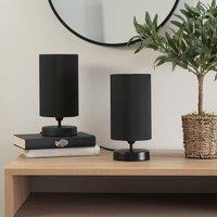 ValueLights Francis Pair of Black Dimmable Touch Table Lamps with Fabric Shades