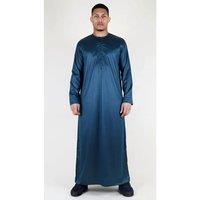 Thobez Men's Satin Emirati Thobe Islamic Clothing in Olive | Size: 54R