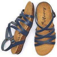 Moshulu Women's 'Ginger Ale' Strappy Cork Footbed Sandals in Indigo | Size: 6.5