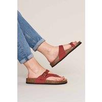 Moshulu Women's 'Wilma Waxy' Toe-Post Cork Footbed Sandals in Red | Size: 8