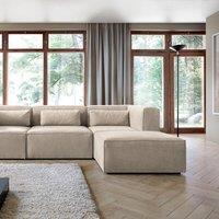 Doris Corner Unit in Beige Cord Chenille