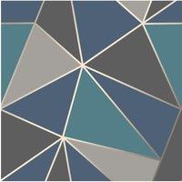Fine Dcor Apex Geometric Wallpaper in Duck Egg Blue