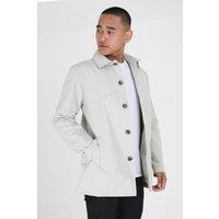 Brave Soul Men's Lightweight Button Through Mac in Stone | Size: Small