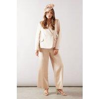 Wallis Women's Occasion Satin Collarless Blazer in Gold | Size: 12