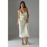 Petite Ruffle Detail Bias Satin Dress