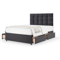 Bedmaster Plush Velvet 4 Drawer Divan Base & Square Headboard in Grey | Size: Double