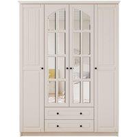Combe 4 Door 2 Drawer Mirrored White Wardrobe