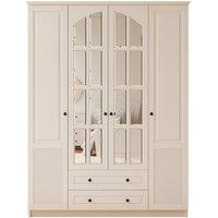 Elise 4 Door 2 Drawer Mirrored White Wardrobe