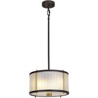 Netlighting Corona Cylindrical 2 Light Pendant Museum Bronze Frosted Glass in Brown
