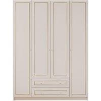 Marie Xl 4 Door 2 Drawer Gold White Wardrobe
