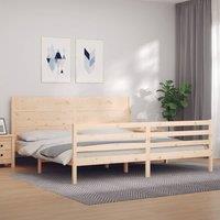 Berkfield Home Bed Frame with Headboard 200x200 cm Solid Wood in Brown
