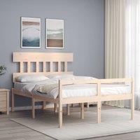 Berkfield Home Bed Frame with Headboard 140x190 cm Solid Wood in Brown