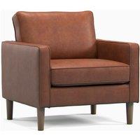 Bexhill Tan Faux Leather Boxed Arm Single Seater Armchair
